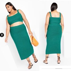 Brown 2 piece knit set - City Chic